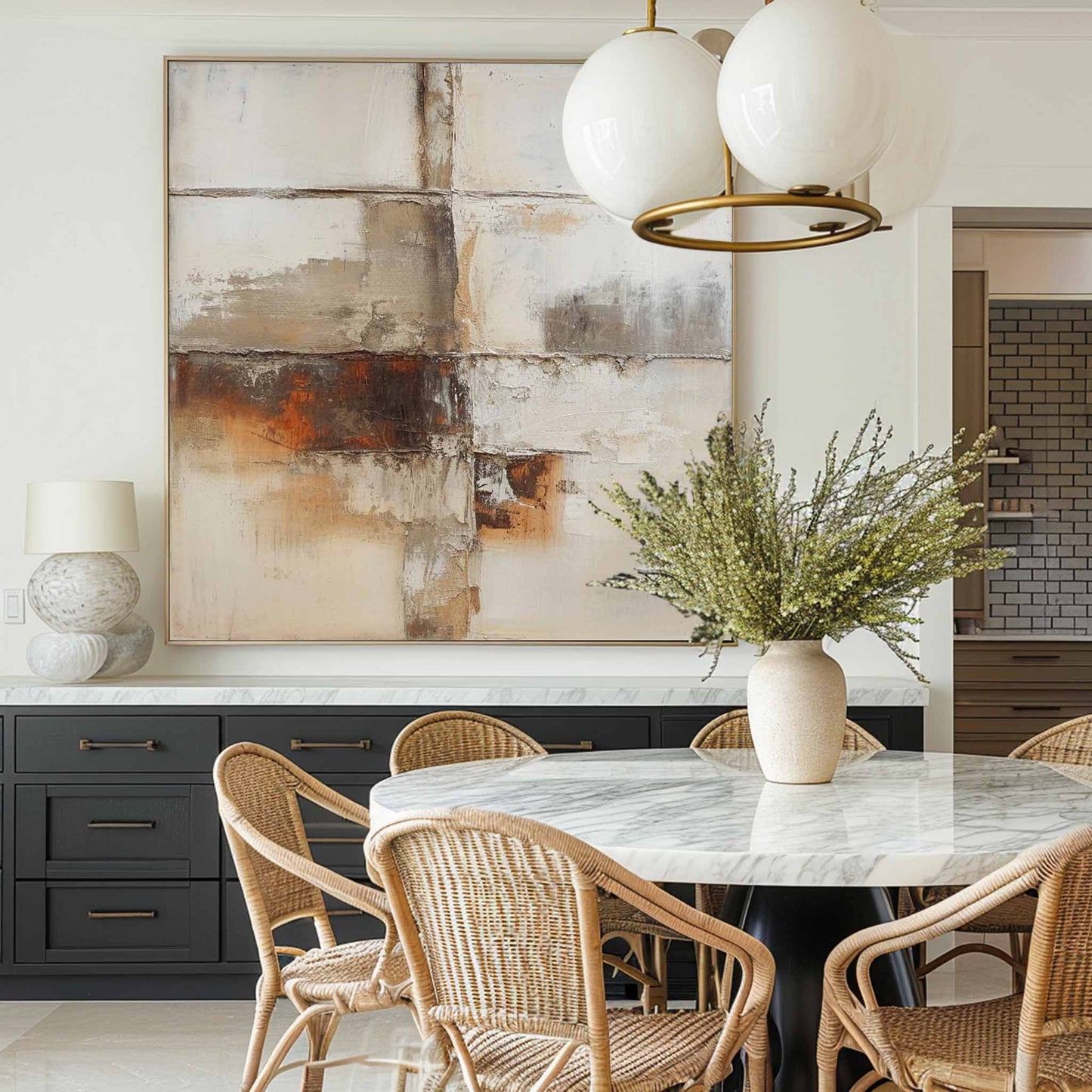 Contemporary Rustic Abstract Oil Painting for Modern Home Decor