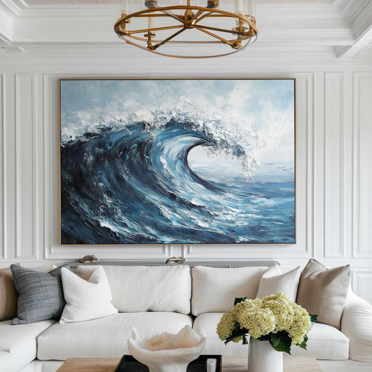 Vibrant Ocean Wave Oil Painting for Coastal Home Decor