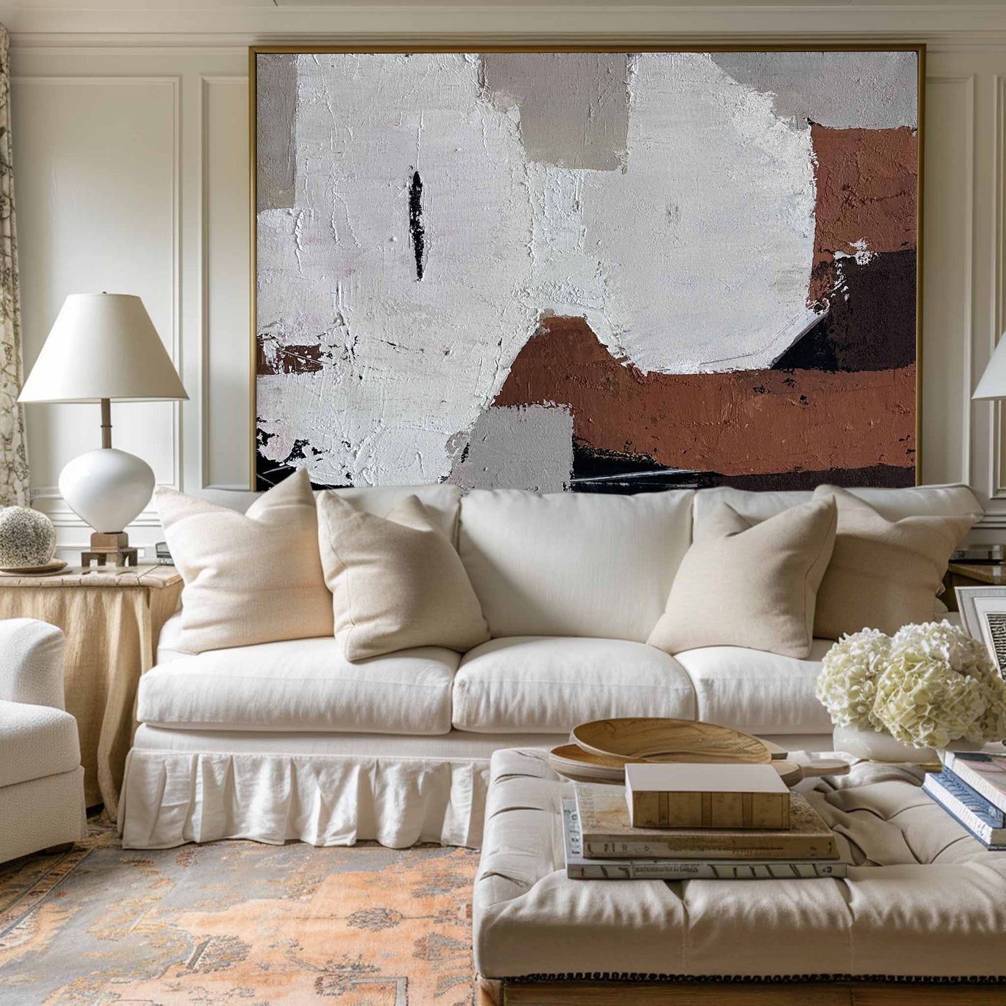 Contemporary Abstract Oil Painting with Bold Textures and Earthy Tones