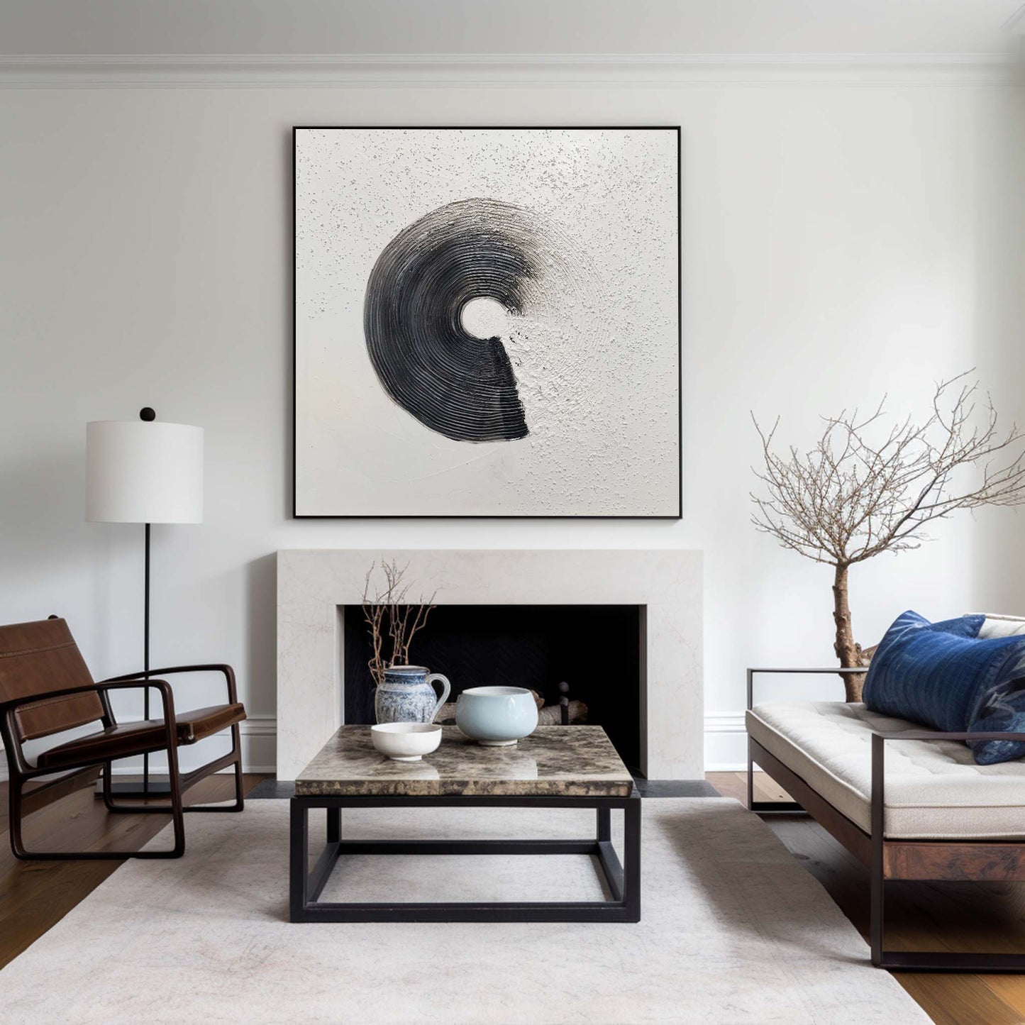 Contemporary Monochrome Abstract Oil Painting for Modern Home Decor