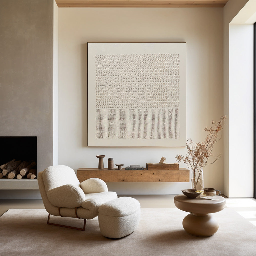 Wabi-Sabi Minimalist Oil Painting for Serene Home Decor