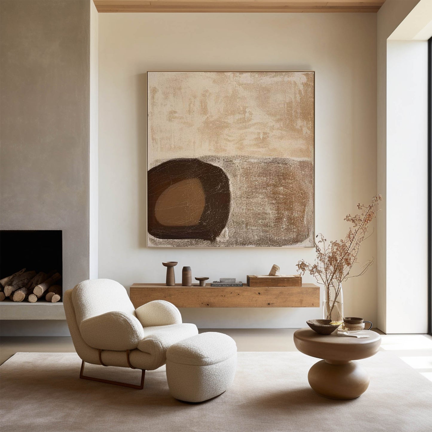Contemporary Abstract Oil Painting with Earthy Tones for Modern Decor