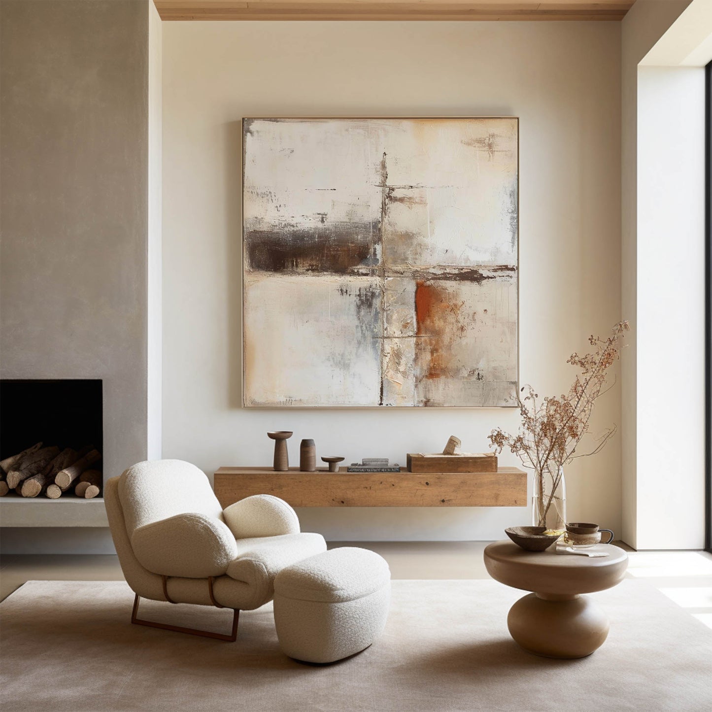 Contemporary Abstract Oil Painting in Earthy Tones for Modern Art Lovers