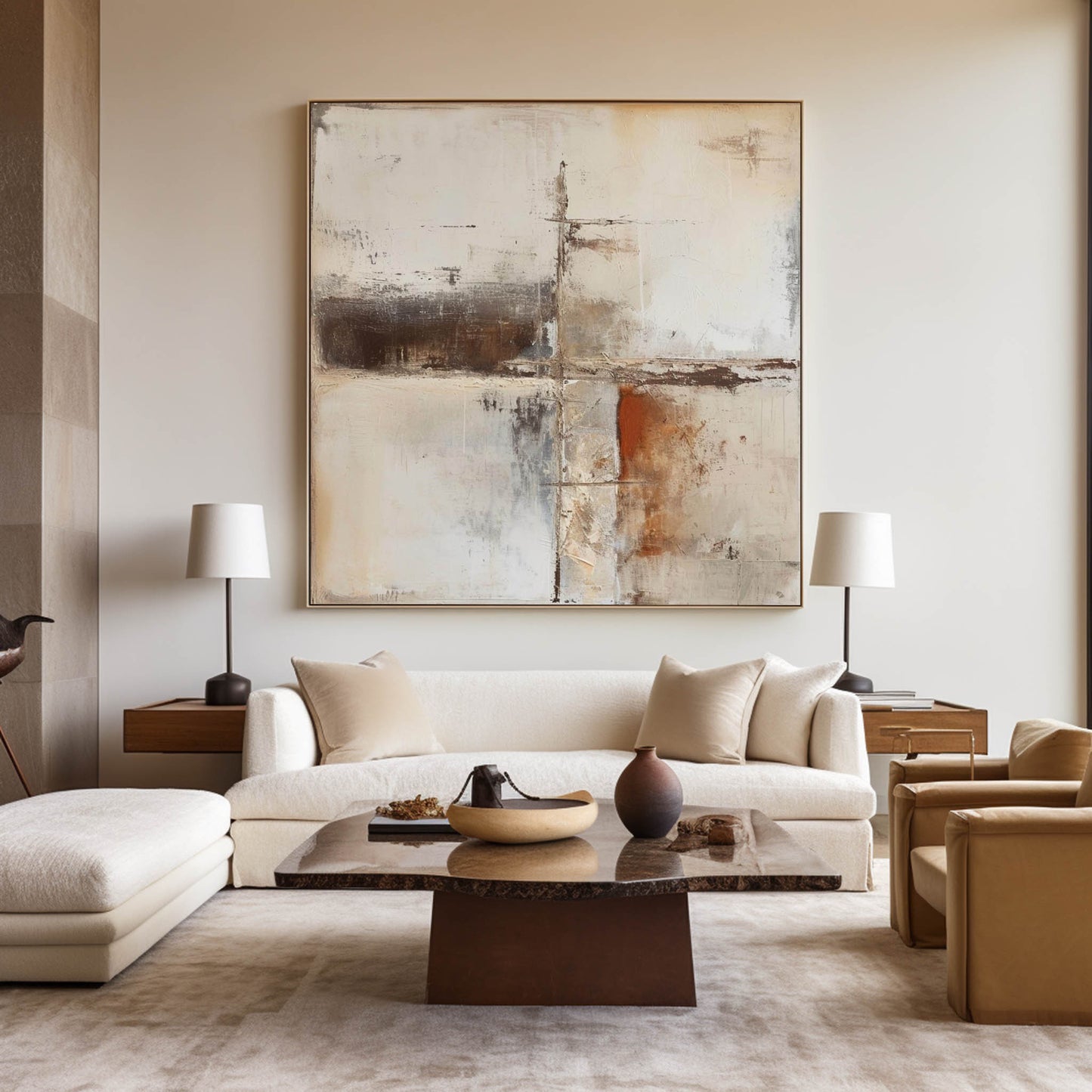 Contemporary Abstract Oil Painting in Earthy Tones for Modern Art Lovers