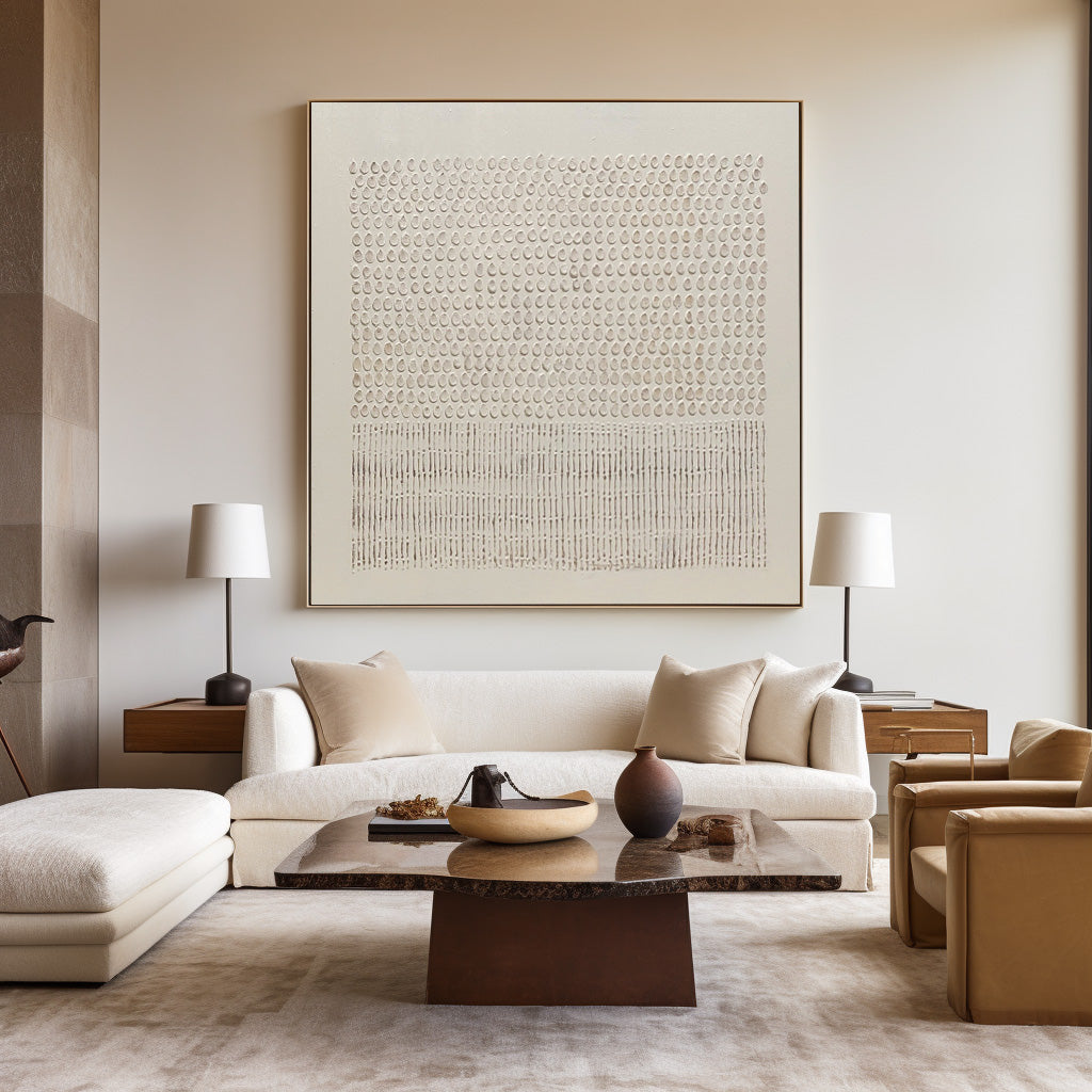Wabi-Sabi Minimalist Oil Painting for Serene Home Decor