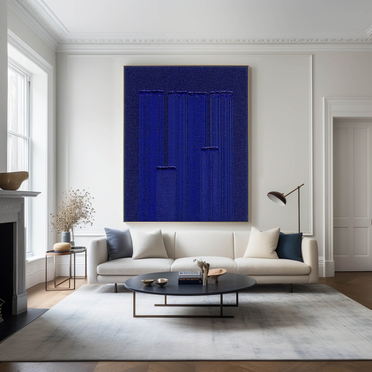 Vibrant Klein Blue Abstract Minimalist Oil Painting for Modern Home Decor