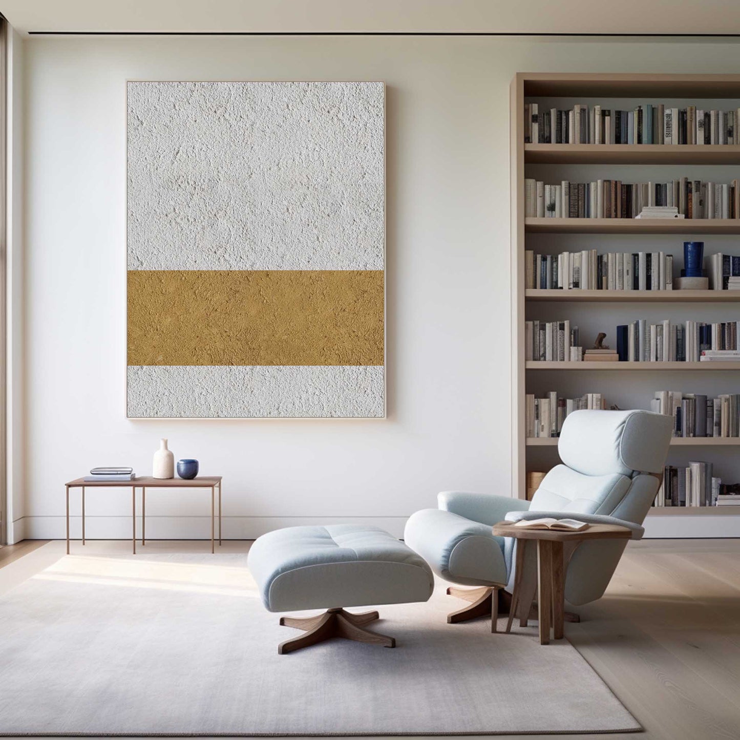 Elegant Modern Minimalist Oil Painting in Neutral Tones for Home Decor