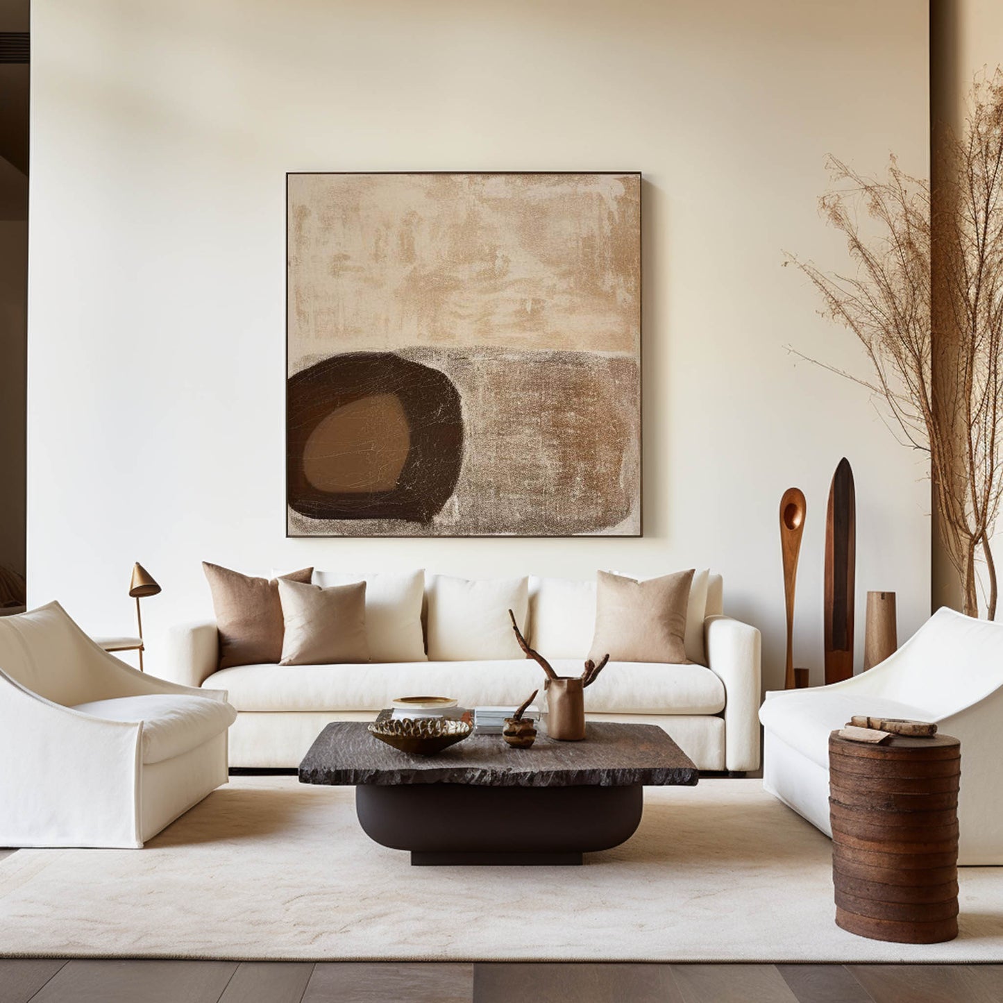 Contemporary Abstract Oil Painting with Earthy Tones for Modern Decor