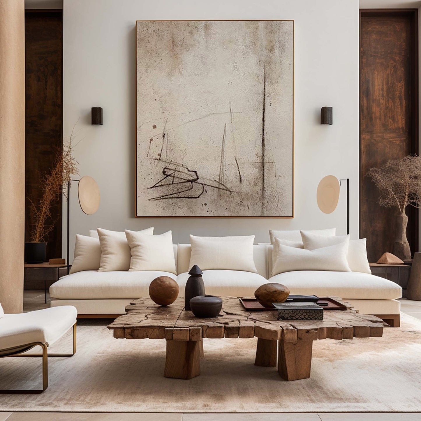 Contemporary Abstract Oil Painting with Subtle Textures and Lines