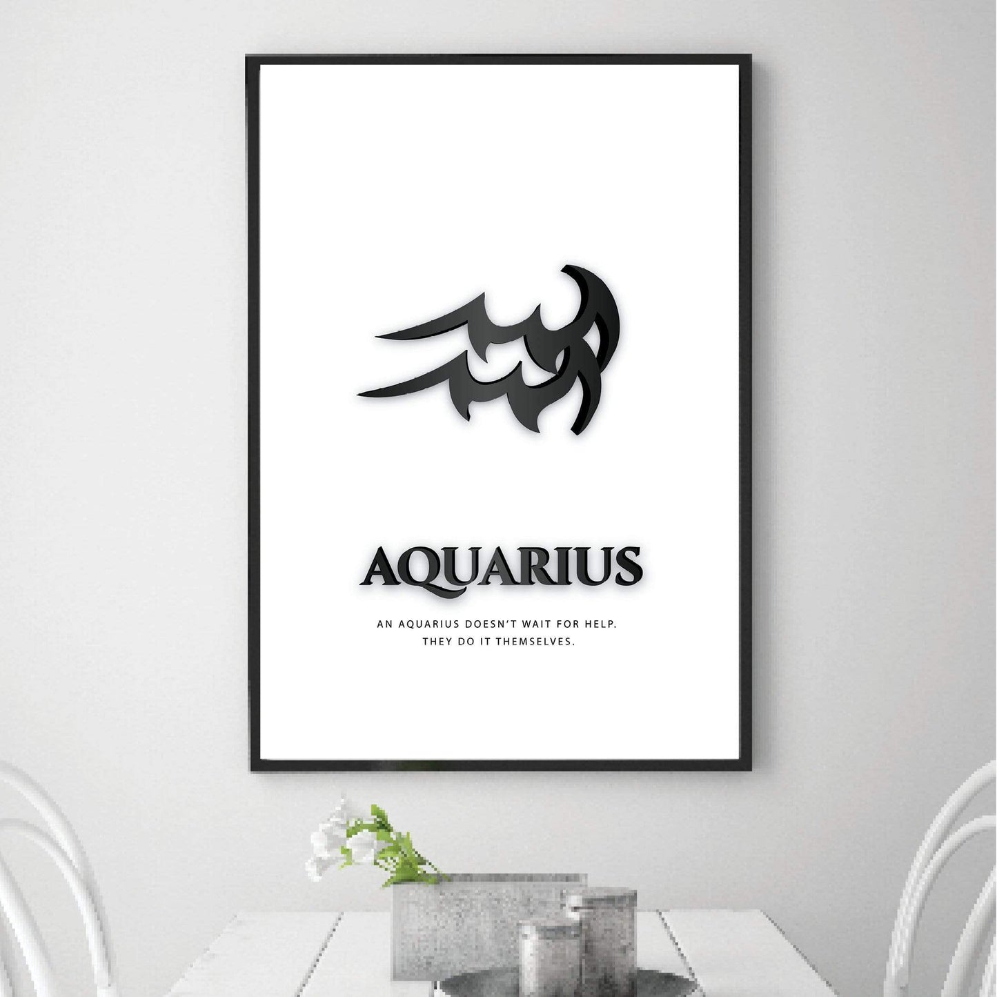 Aquarius Abstract Art - Modern Black Canvas Oil Painting for Home Décor