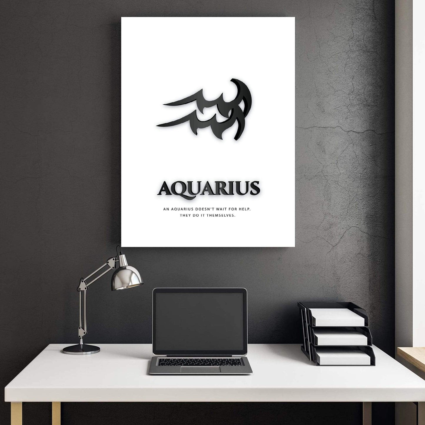 Aquarius Abstract Art - Modern Black Canvas Oil Painting for Home Décor