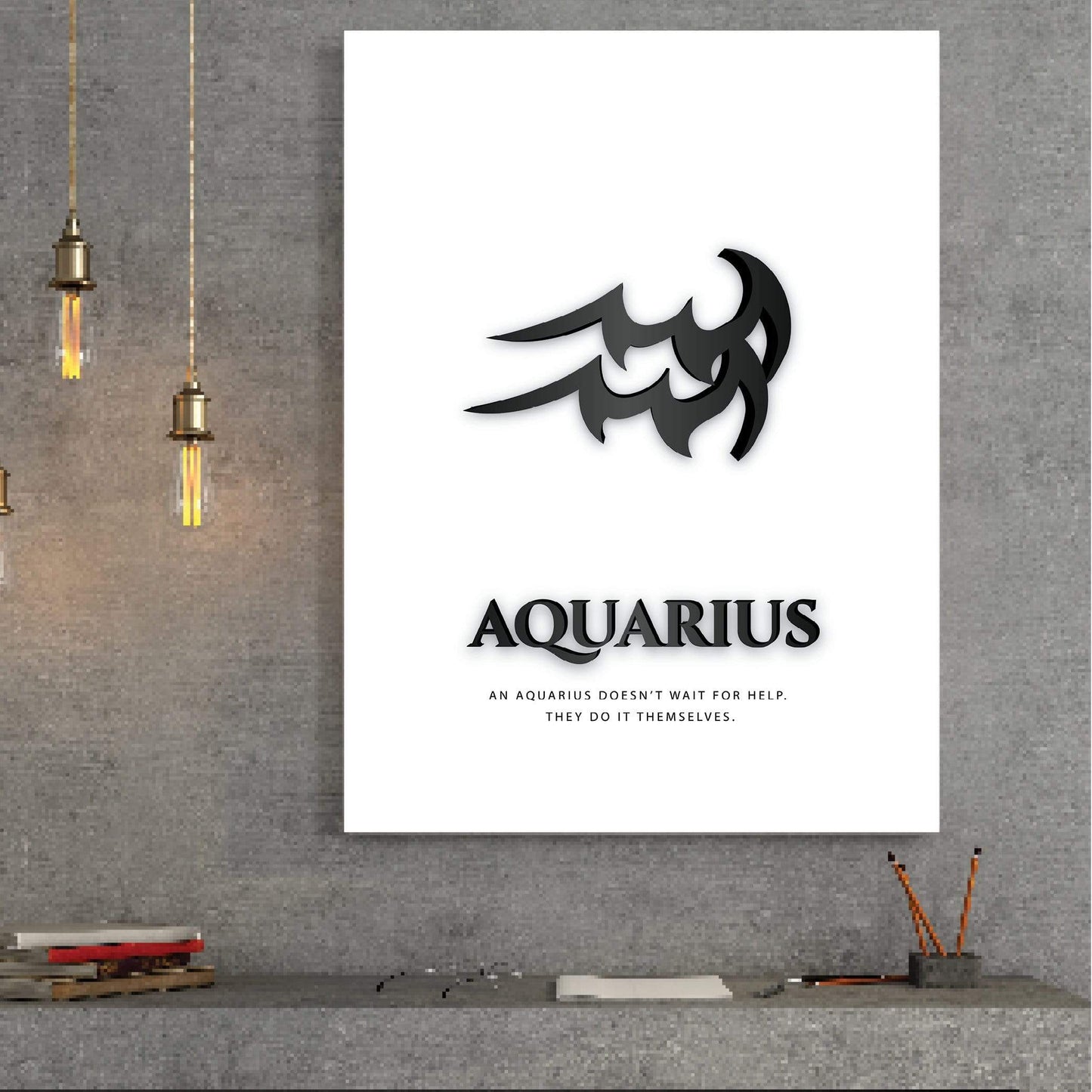 Aquarius Abstract Art - Modern Black Canvas Oil Painting for Home Décor