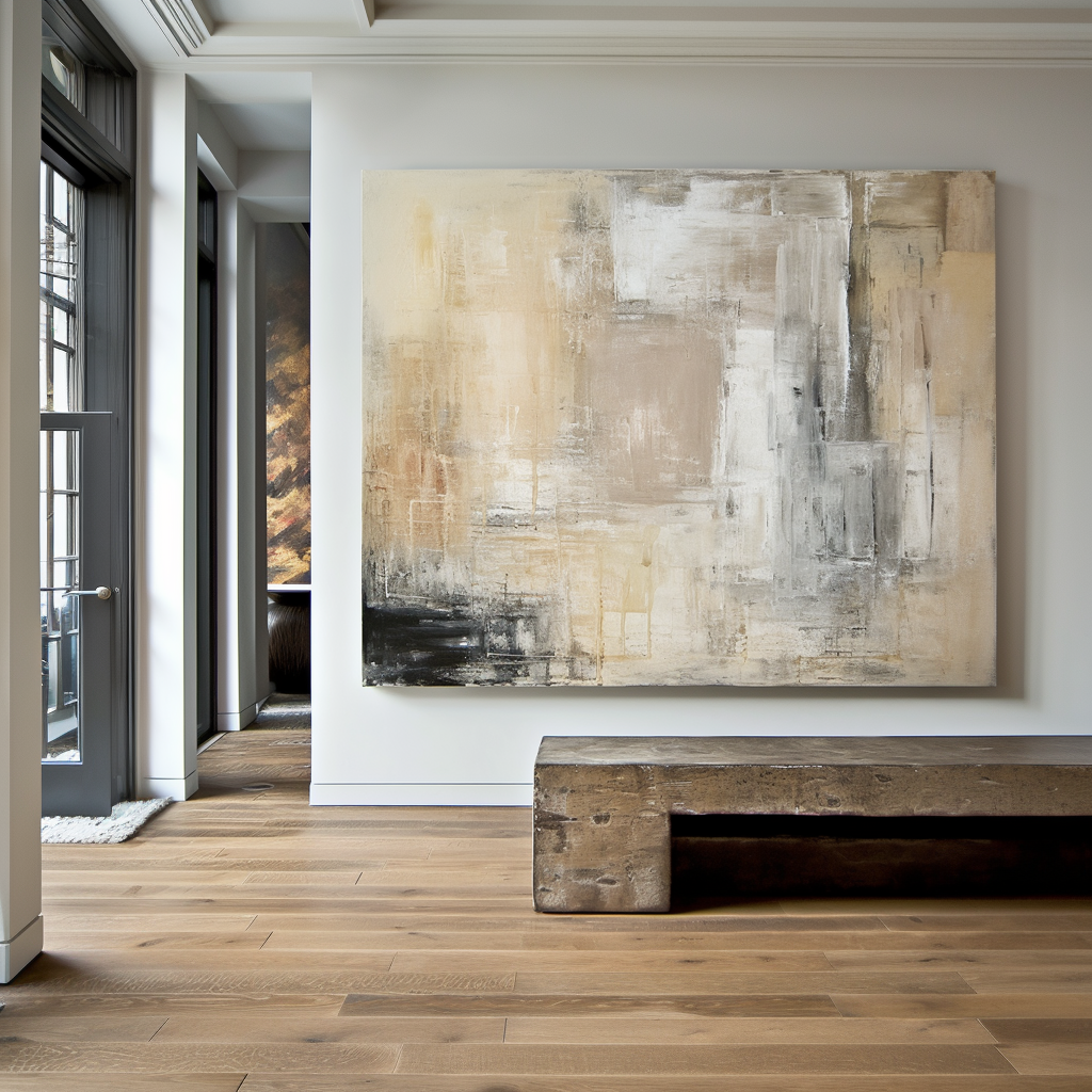 Contemporary Neutral Abstract Oil Painting for Modern Home Decor