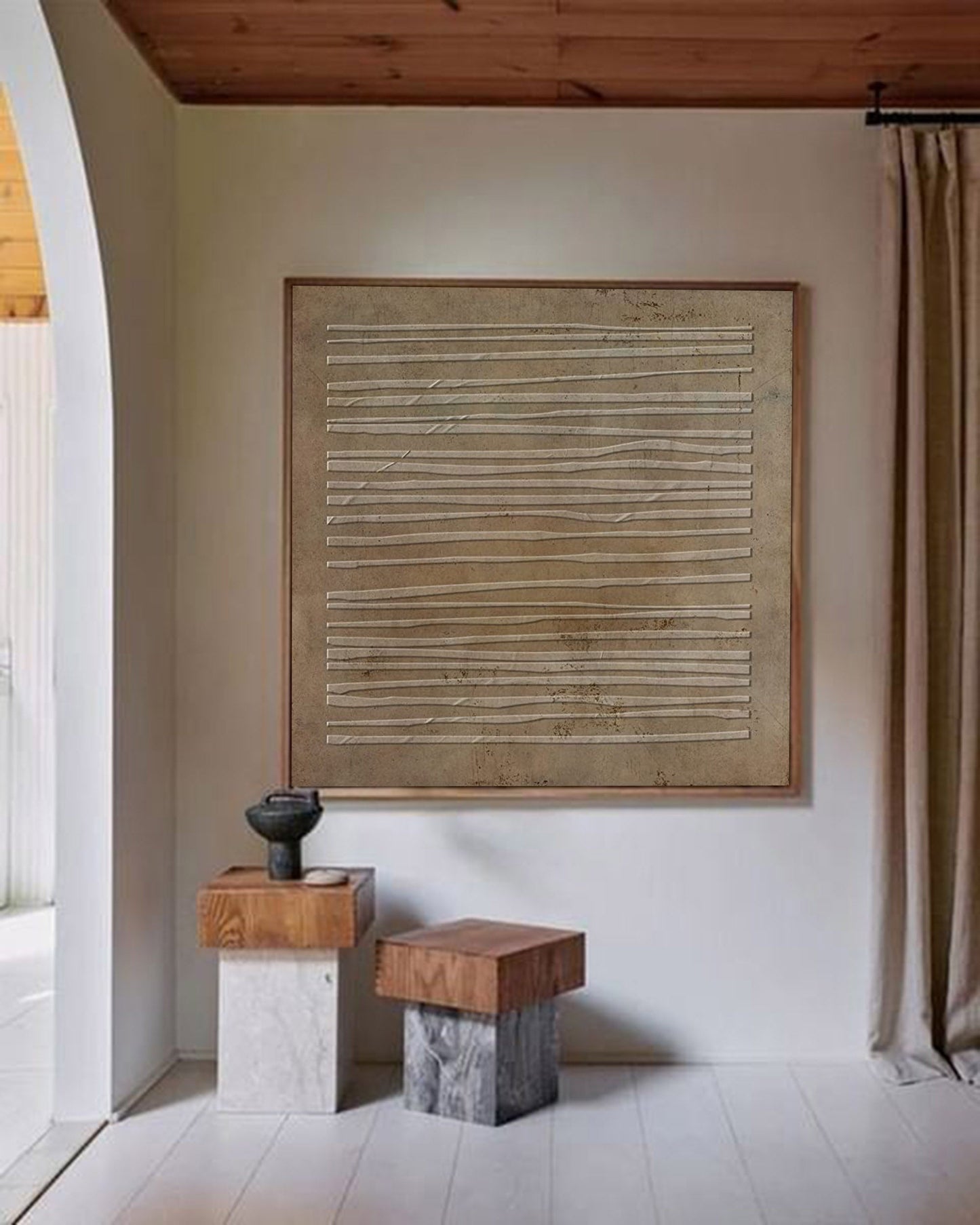 Minimalist Wabi-Sabi Abstract Oil Painting for Modern Home Decor
