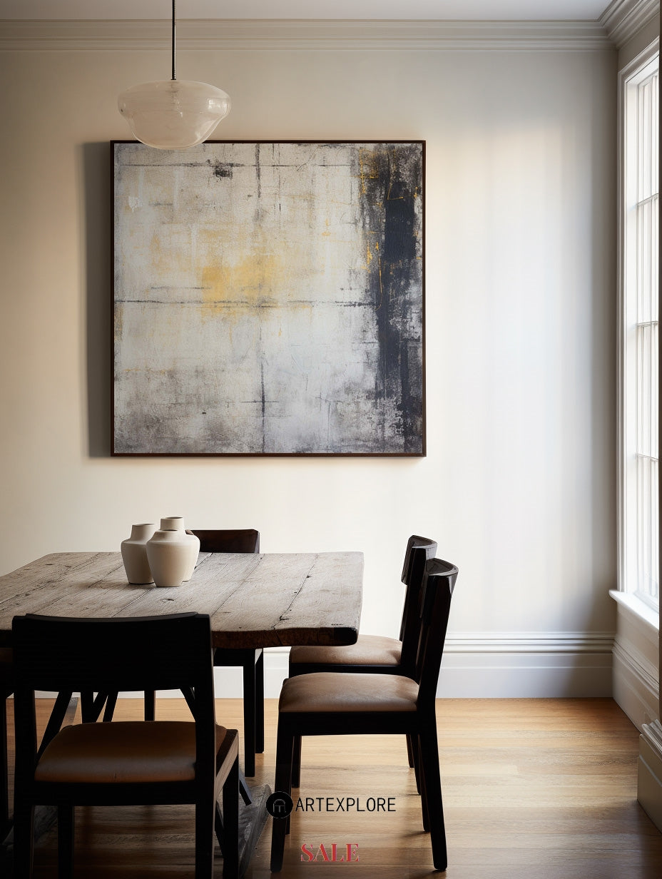Contemporary Textured Abstract Oil Painting in Sophisticated Neutral Tones