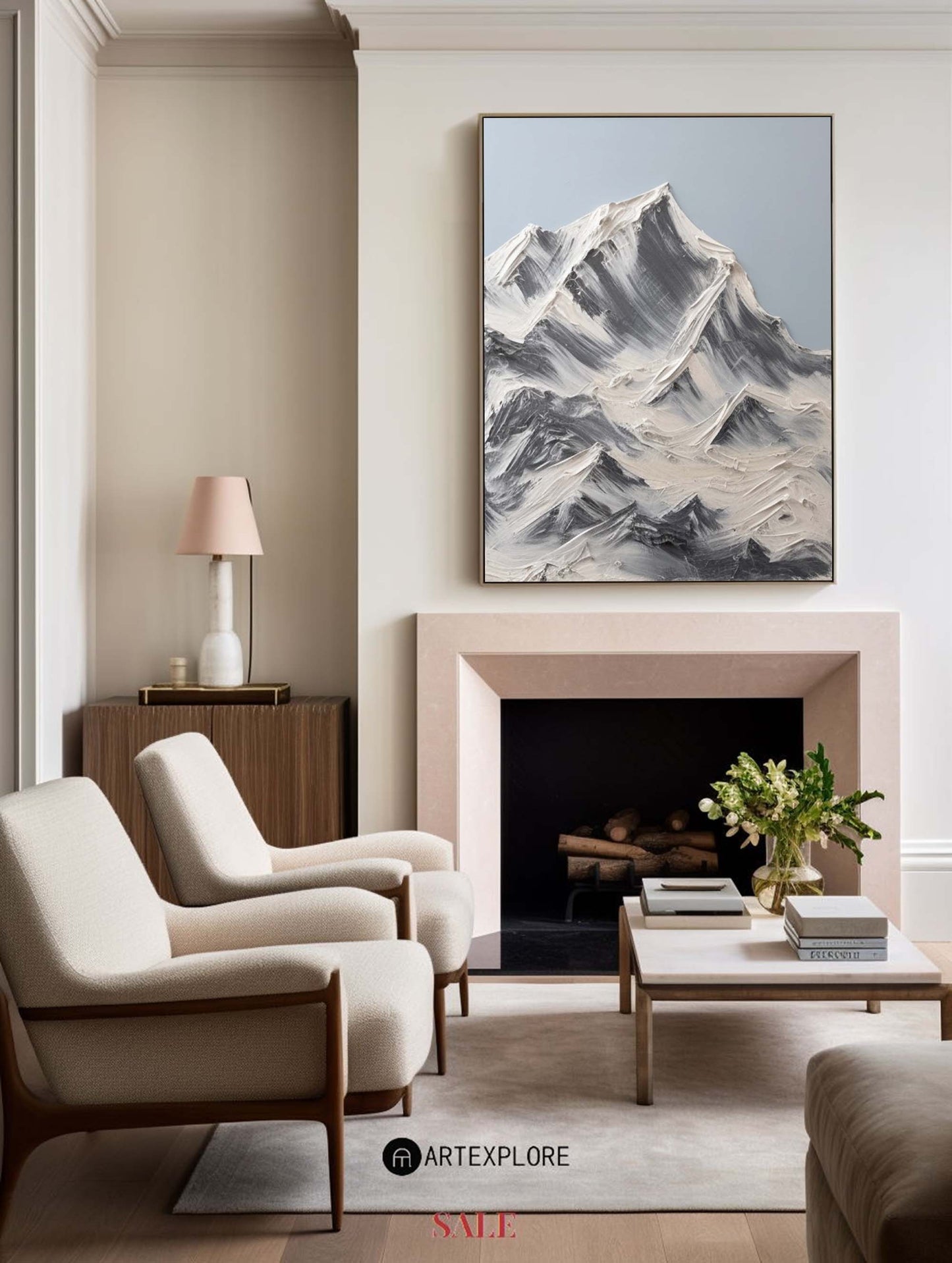 Contemporary Abstract Mountain Oil Painting for Modern Decor