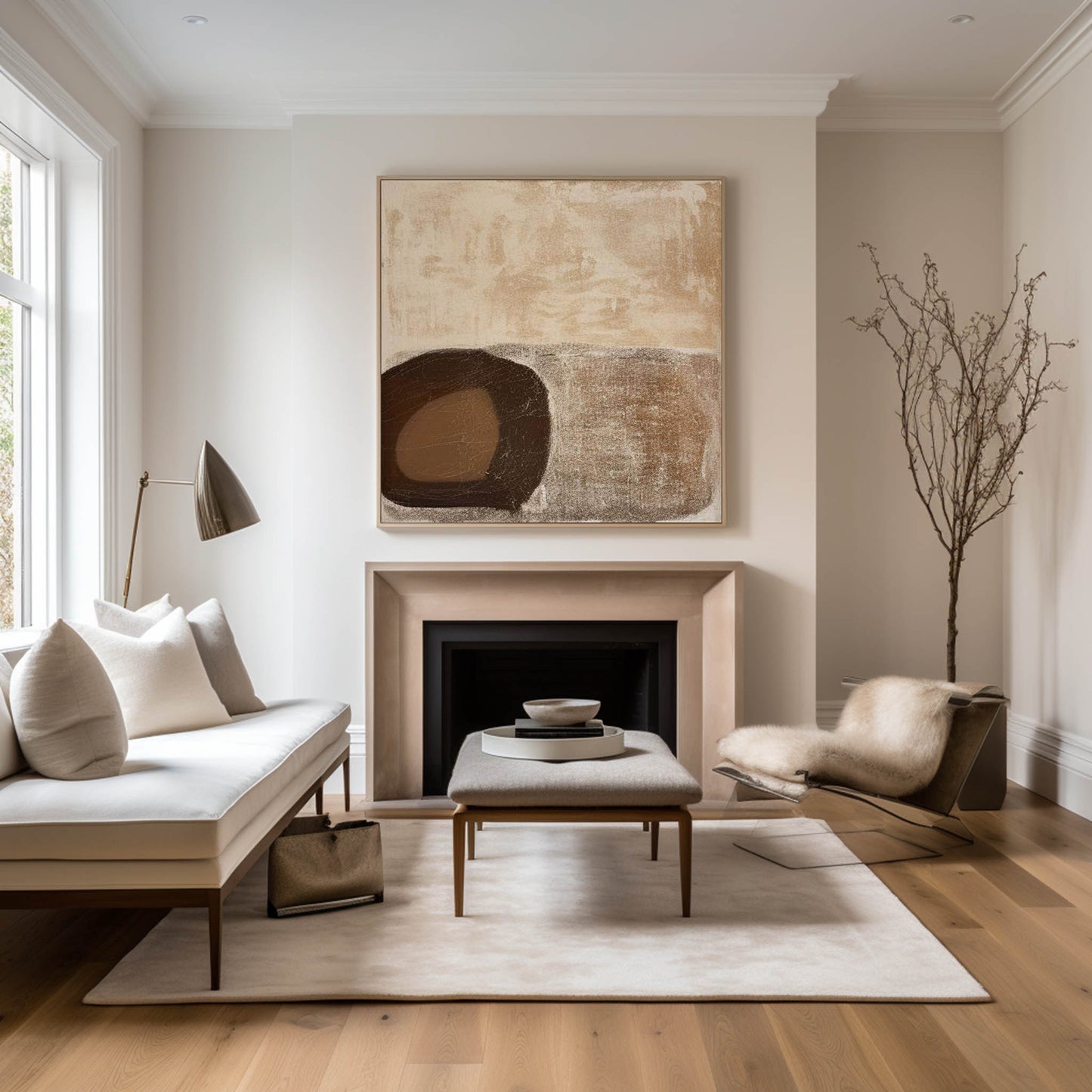 Contemporary Abstract Oil Painting with Earthy Tones for Modern Decor