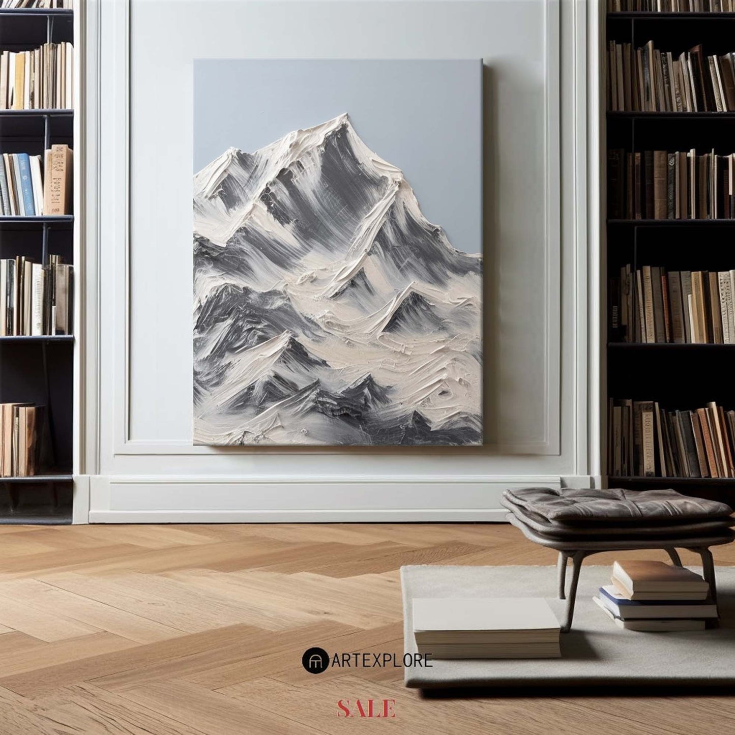 Contemporary Abstract Mountain Oil Painting for Modern Decor