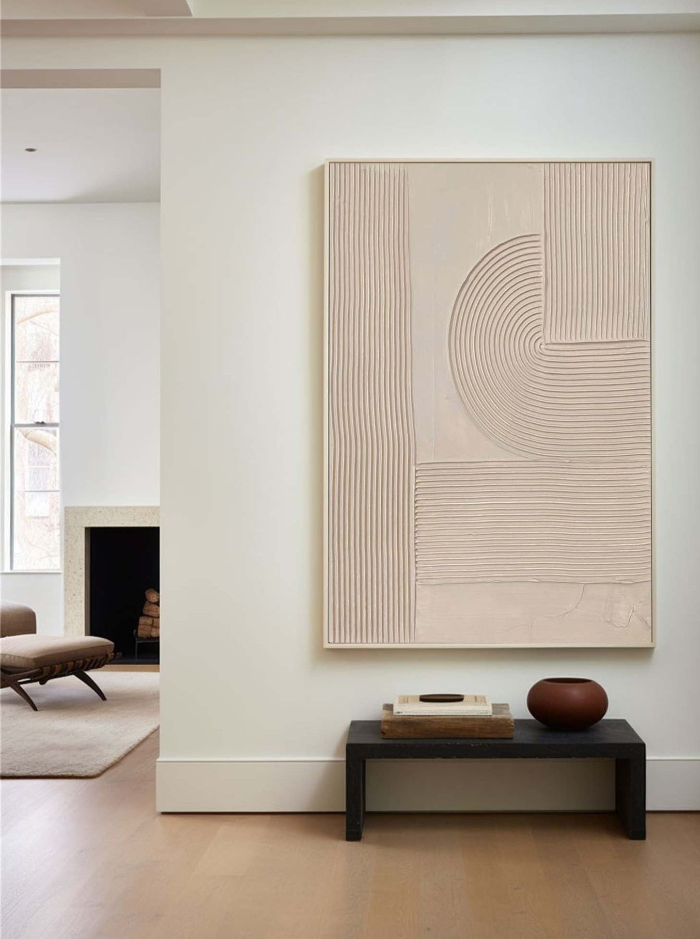 Elegant Beige Minimalist Abstract Oil Painting for Modern Home Décor