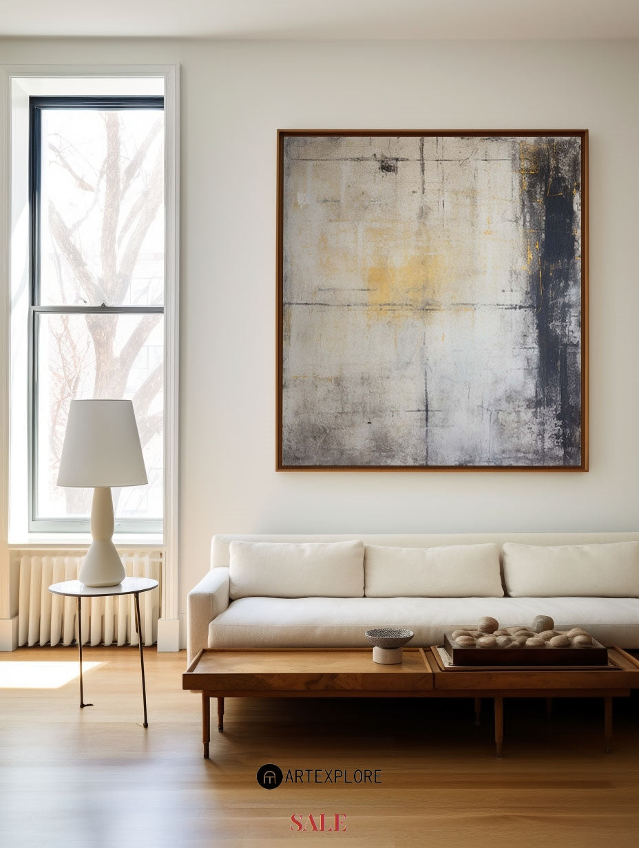 Contemporary Textured Abstract Oil Painting in Sophisticated Neutral Tones