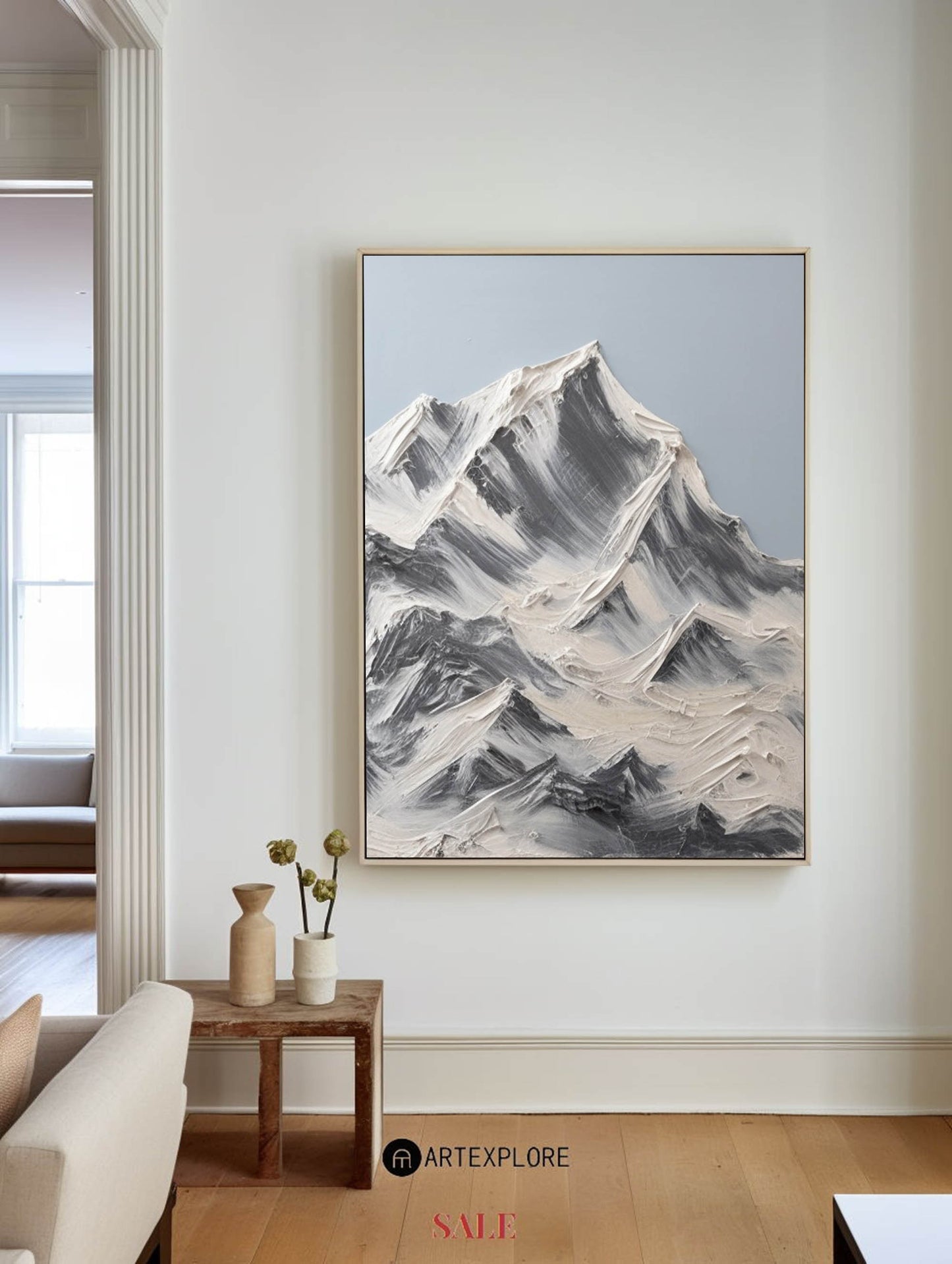 Contemporary Abstract Mountain Oil Painting for Modern Decor