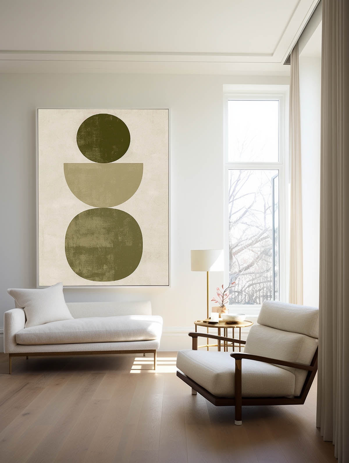 Contemporary Geometric Oil Painting in Earthy Tones for Modern Home Decor