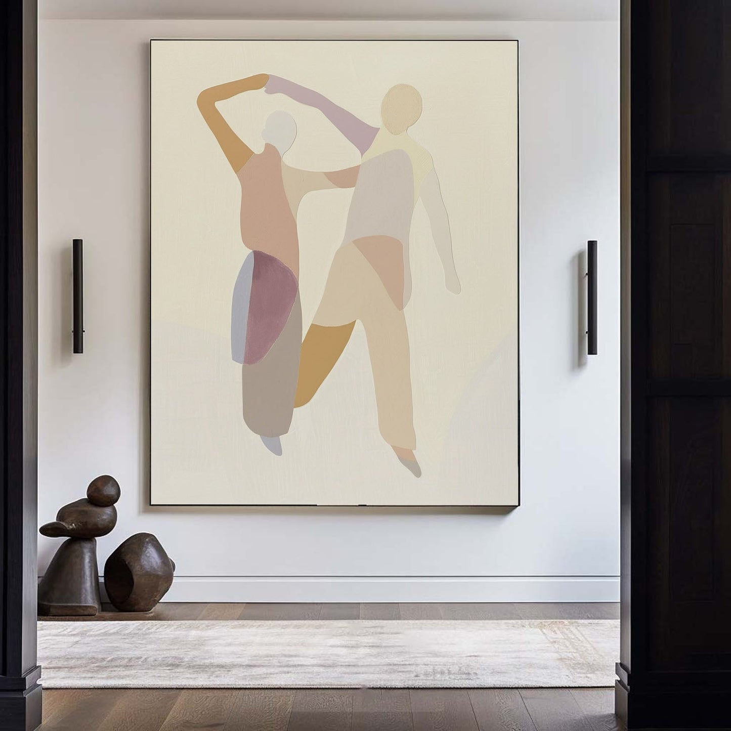 Contemporary Abstract Love Dance Oil Painting for Modern Home Decor
