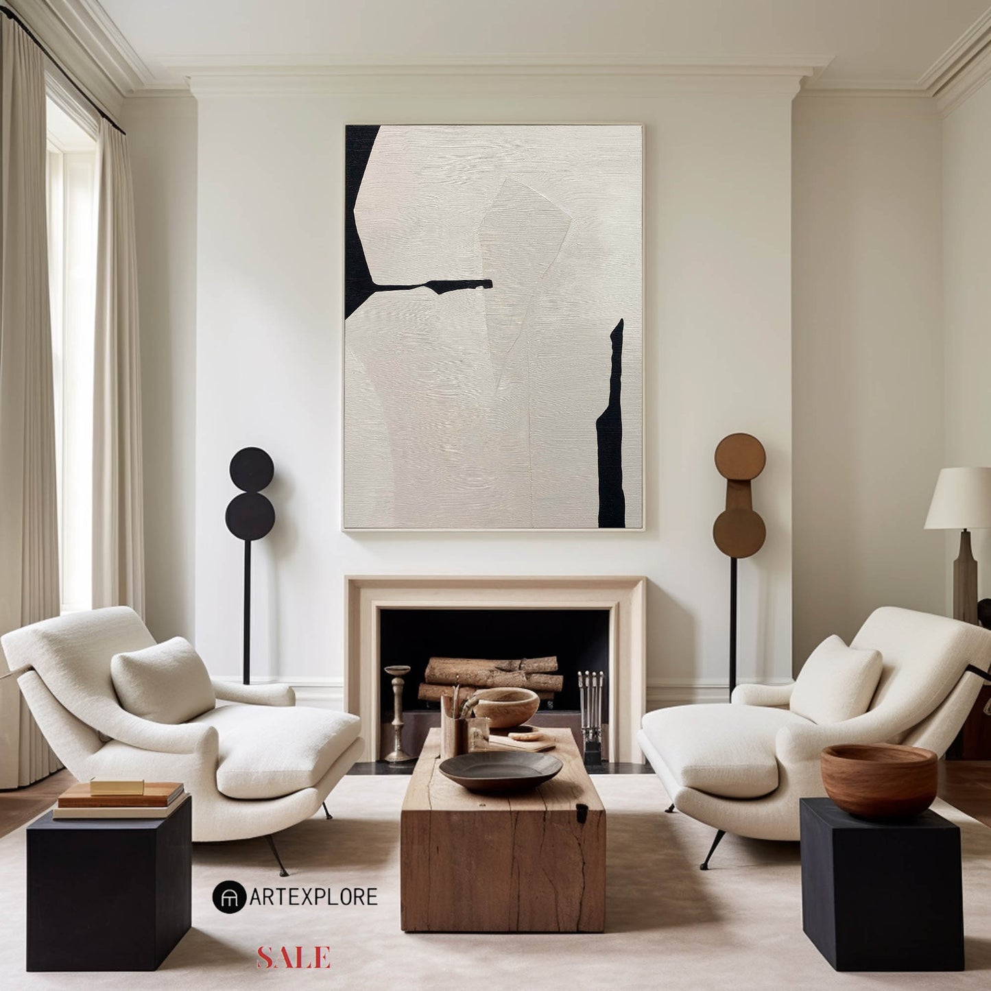 Contemporary Monochrome Abstract Art for Modern Home Decor