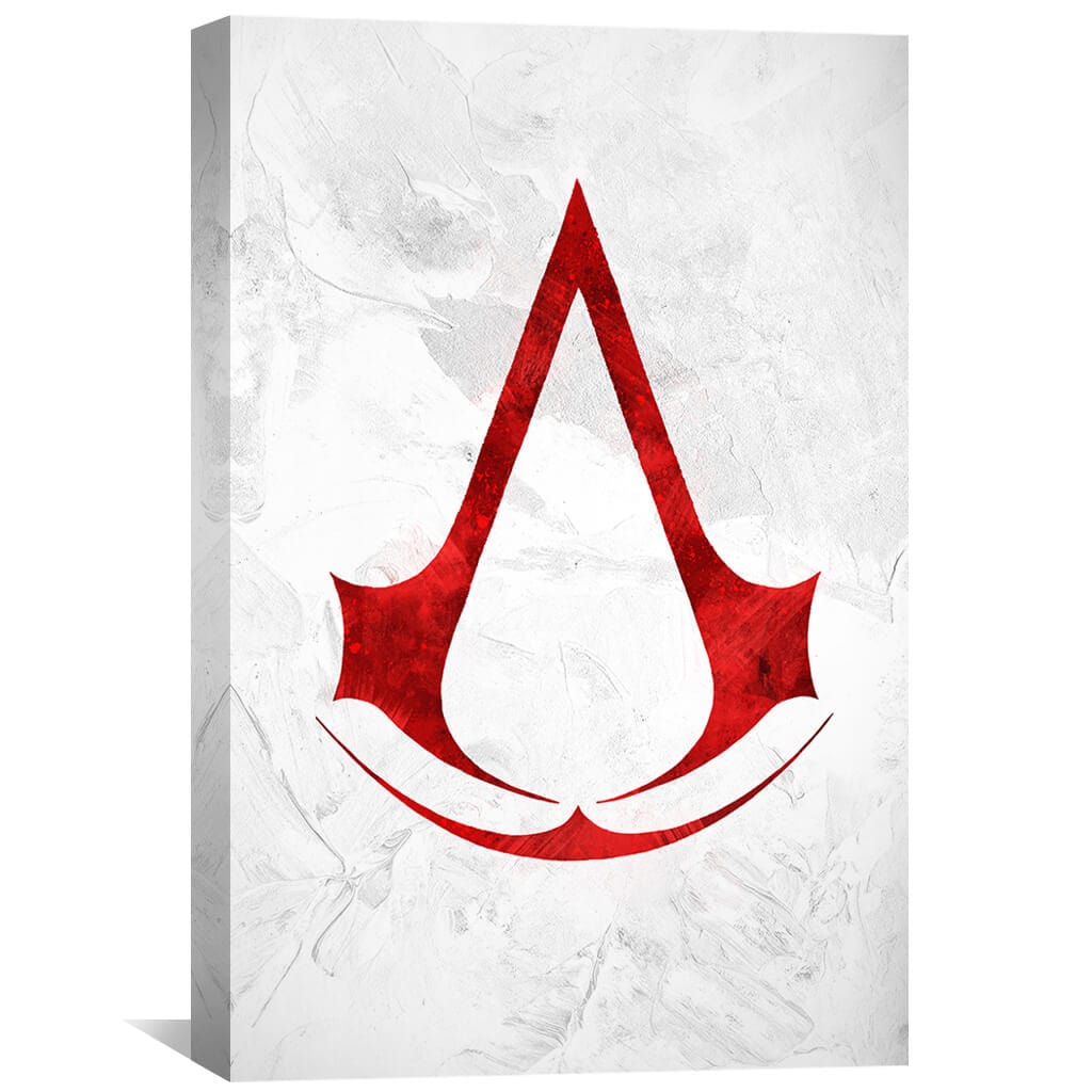 Minimalist Red and White Assassin's Creed Canvas Art for Home Decor