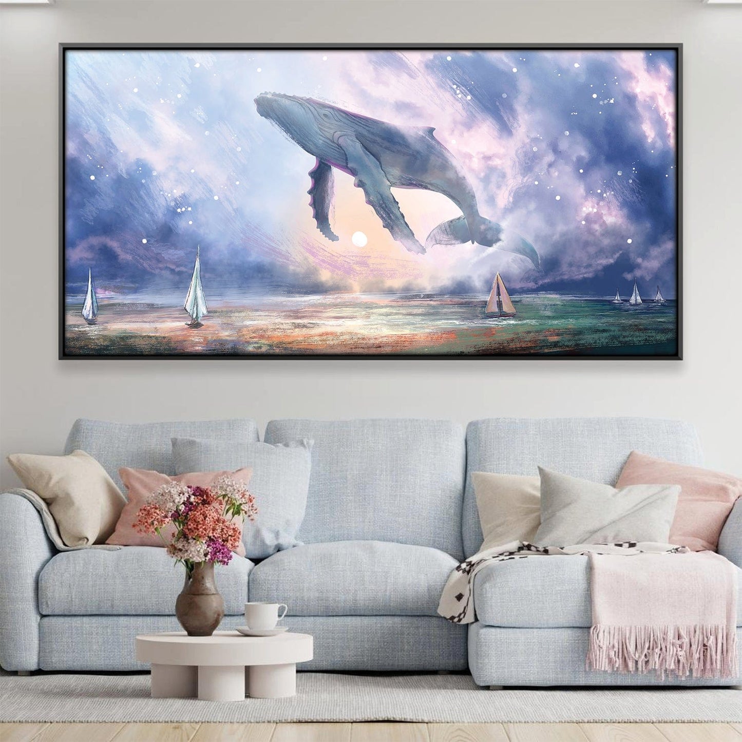 Majestic Whale in Cosmic Skies - Stunning Oil Painting for Ocean Lovers