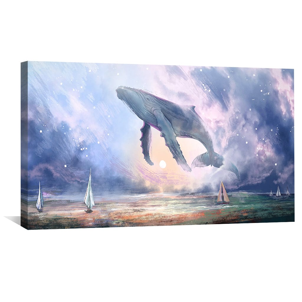 Majestic Whale in Cosmic Skies - Stunning Oil Painting for Ocean Lovers