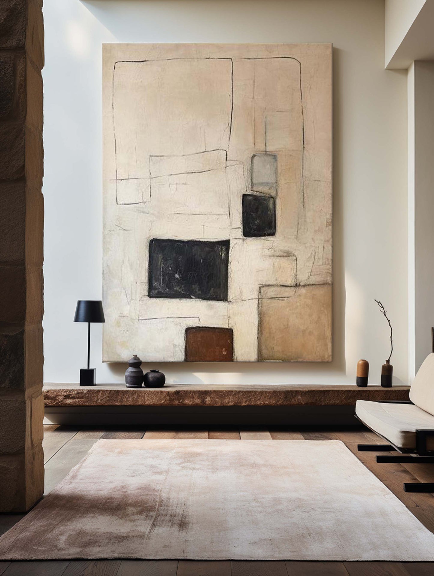 Contemporary Minimalist Abstract Oil Painting for Modern Home Décor