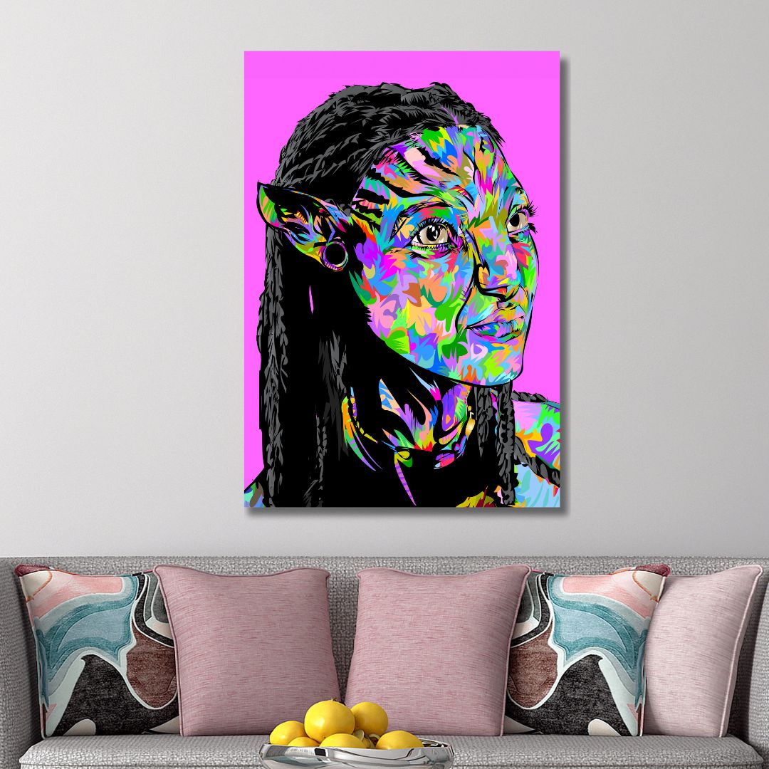 Colorful Pop Art Portrait of an Avatar Character in Bold Abstract Style
