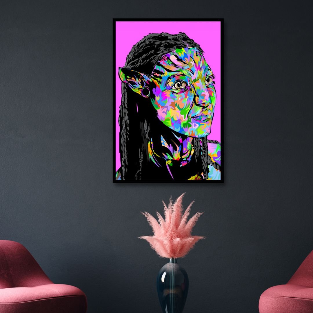 Colorful Pop Art Portrait of an Avatar Character in Bold Abstract Style