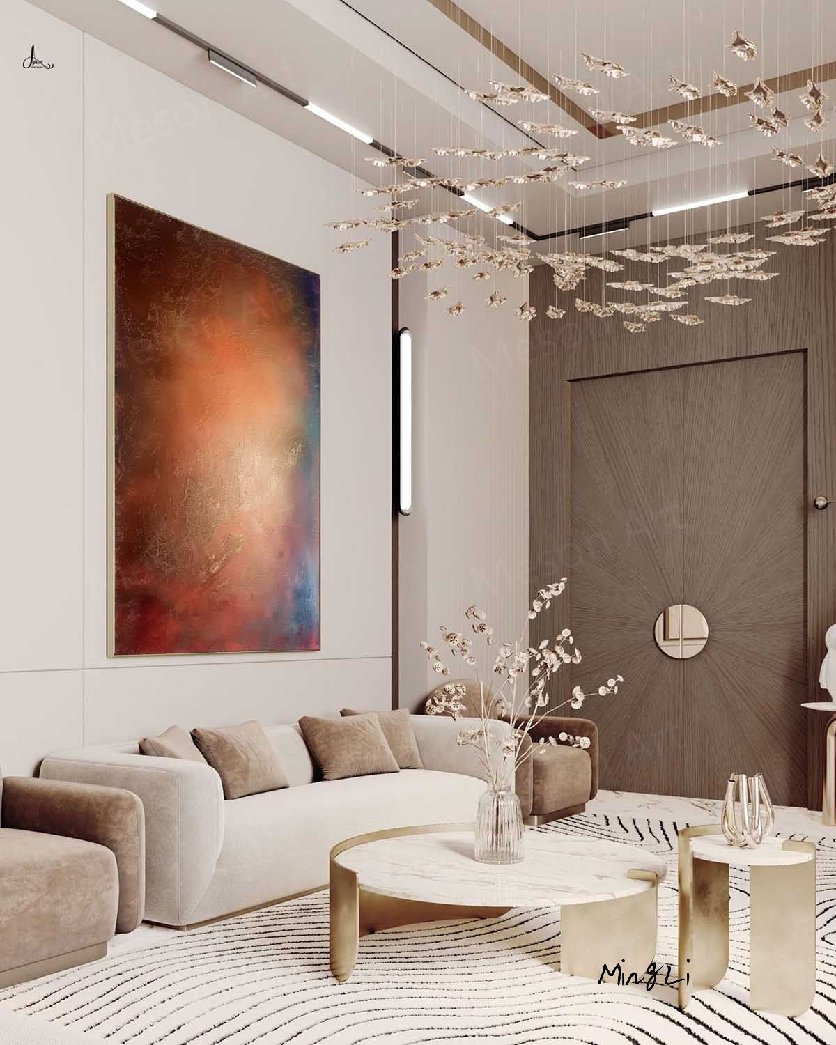 Abstract Wabi-Sabi Oil Painting for Tranquil Home Decor