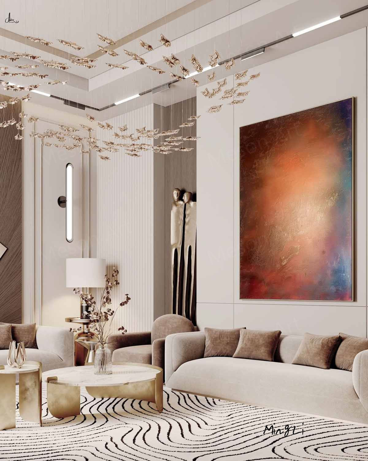 Abstract Wabi-Sabi Oil Painting for Tranquil Home Decor