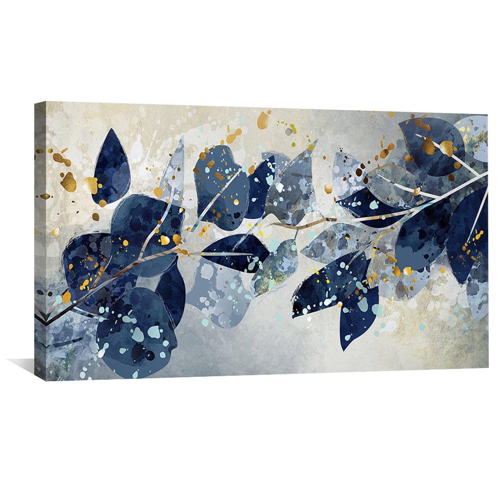 Abstract Blue Leaf Oil Painting for Modern Home Décor