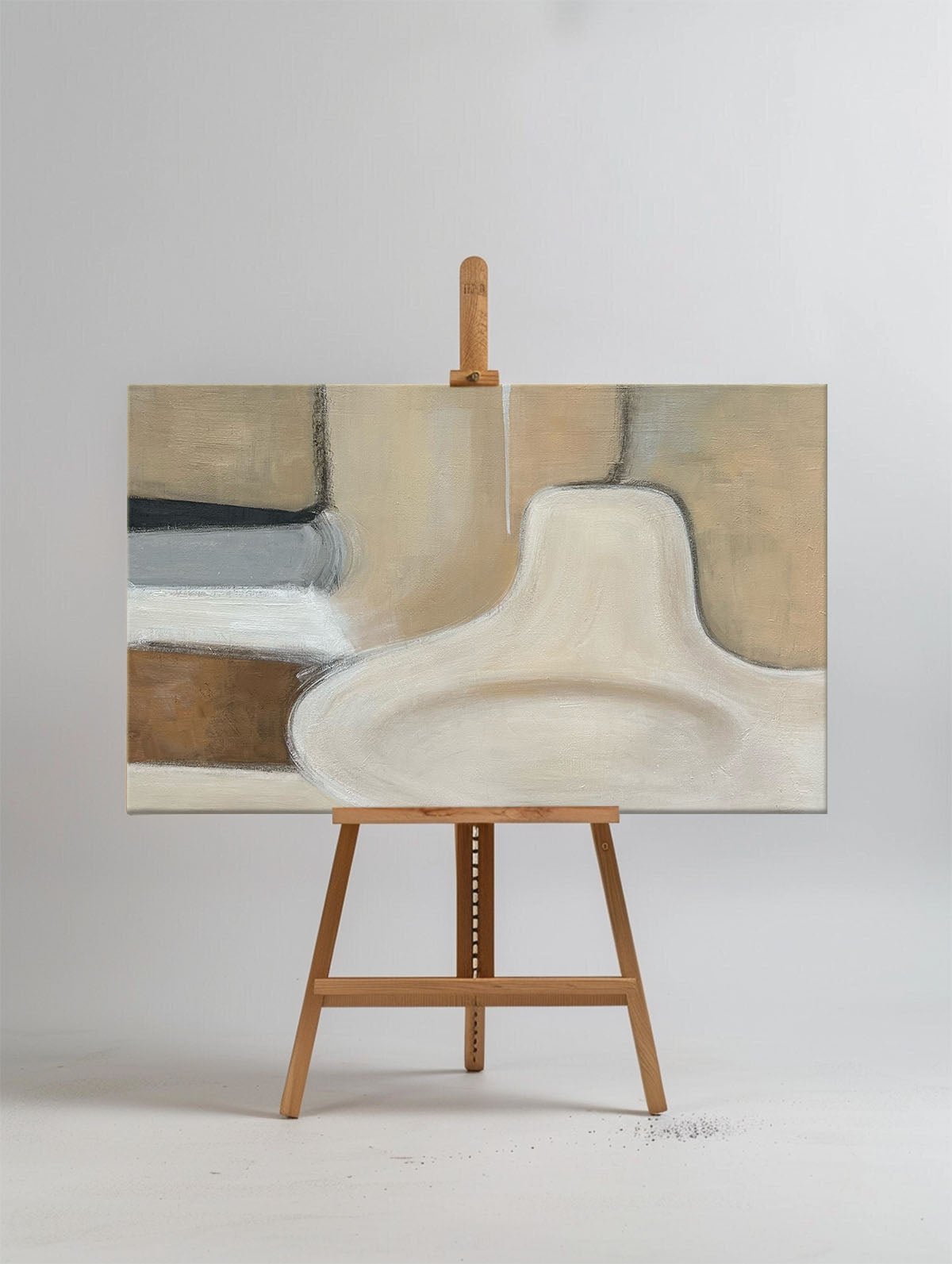 Contemporary Neutral Tones Abstract Oil Painting for Modern Home Decor