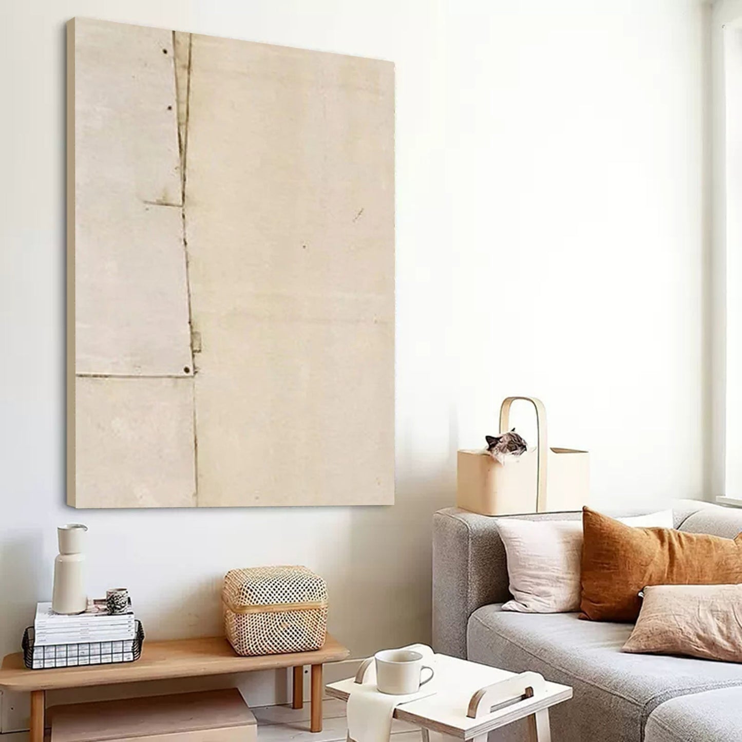 Contemporary Minimalist Geometric Oil Painting for Modern Art Lovers