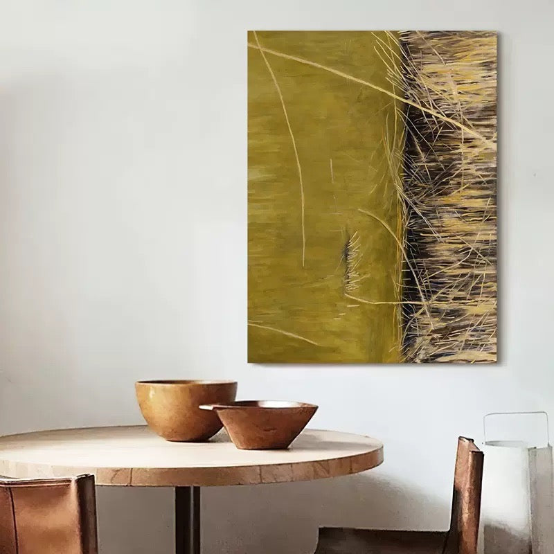 Grass Meadow Wheat Farm Peaceful Oil Painting