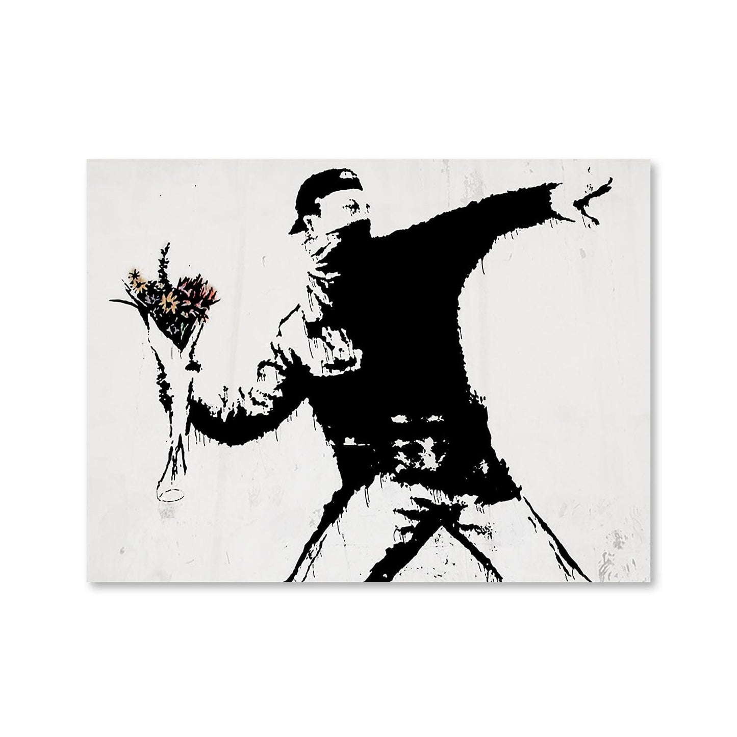 Flower Thrower Street Art Oil Painting for Modern Home Decor