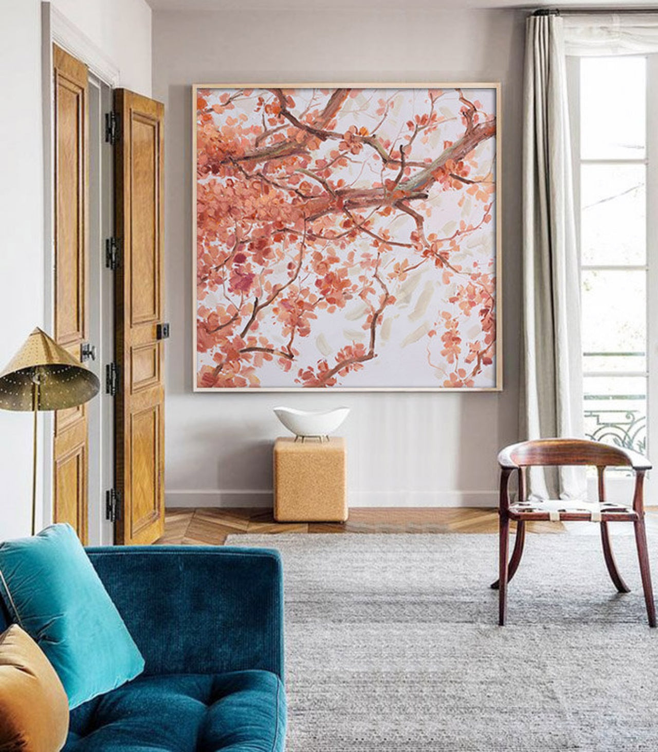 Blossoming Serenity: Elegant Oil Painting of Delicate Pink Flowers