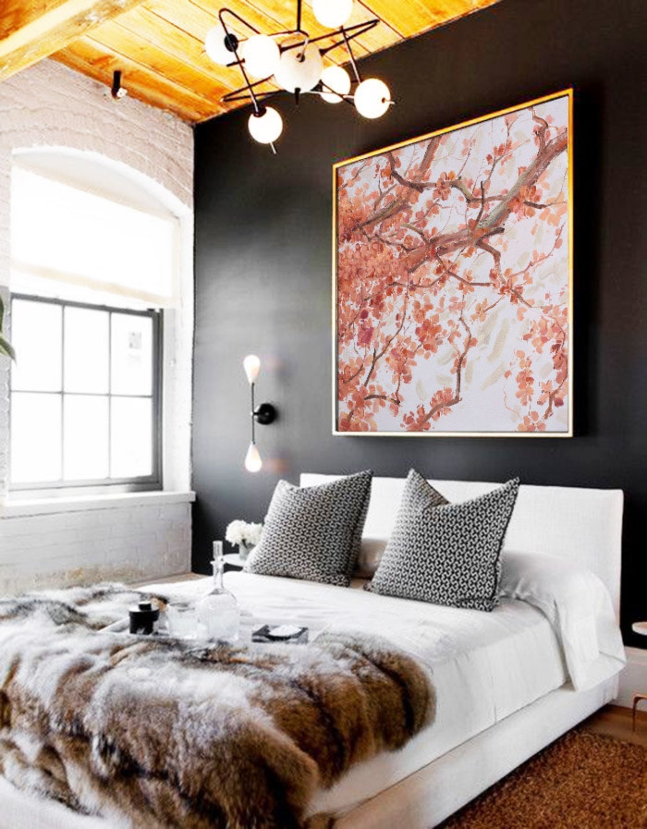Blossoming Serenity: Elegant Oil Painting of Delicate Pink Flowers