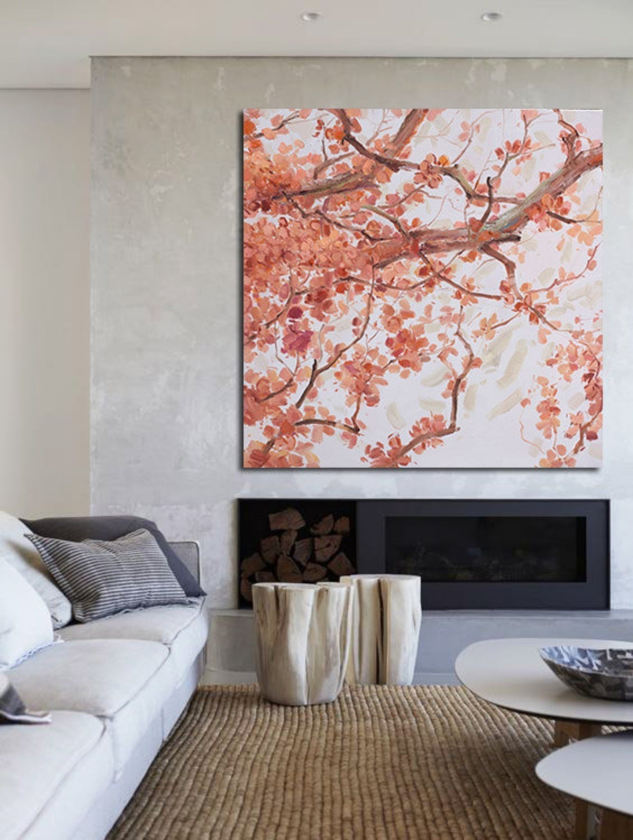 Blossoming Serenity: Elegant Oil Painting of Delicate Pink Flowers