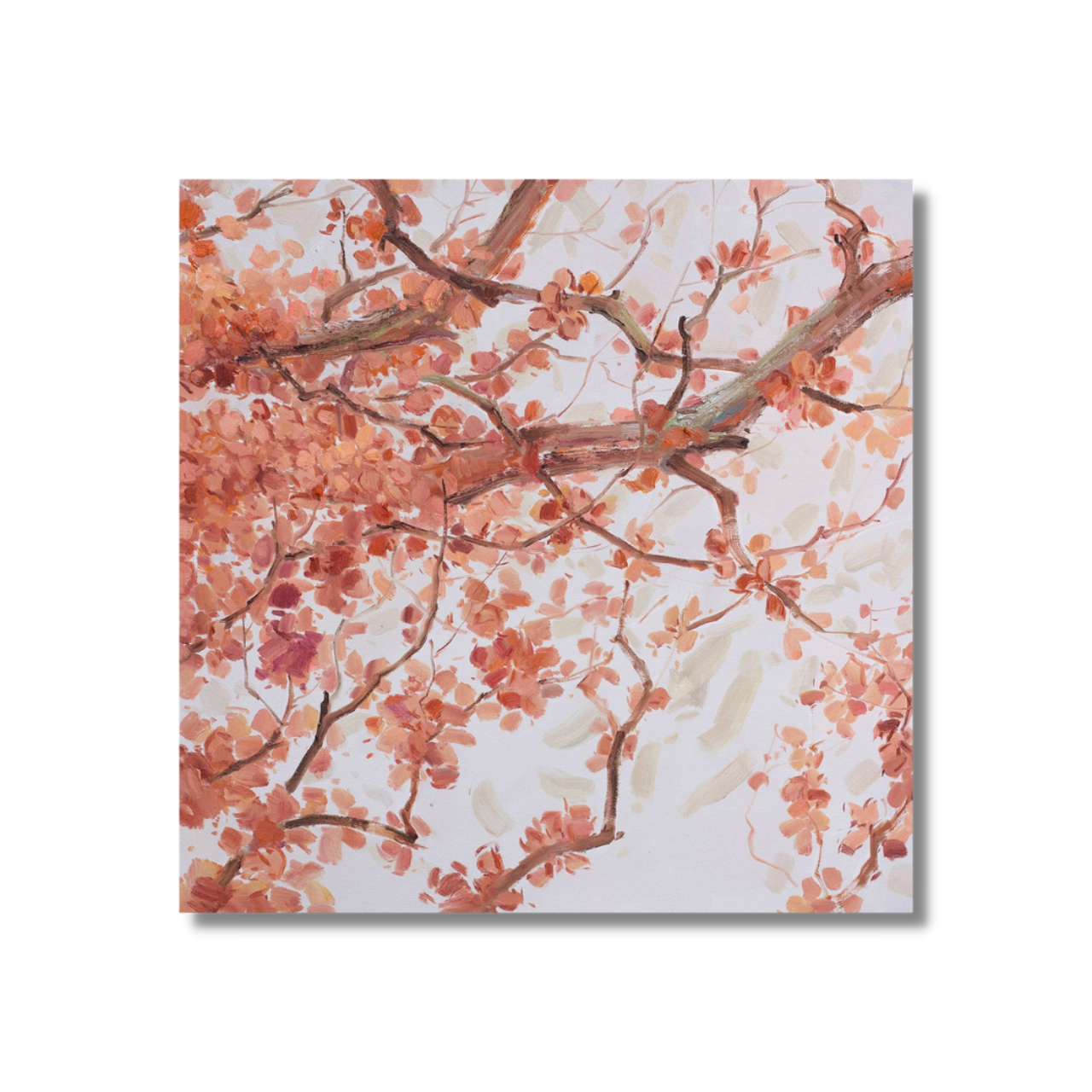 Blossoming Serenity: Elegant Oil Painting of Delicate Pink Flowers