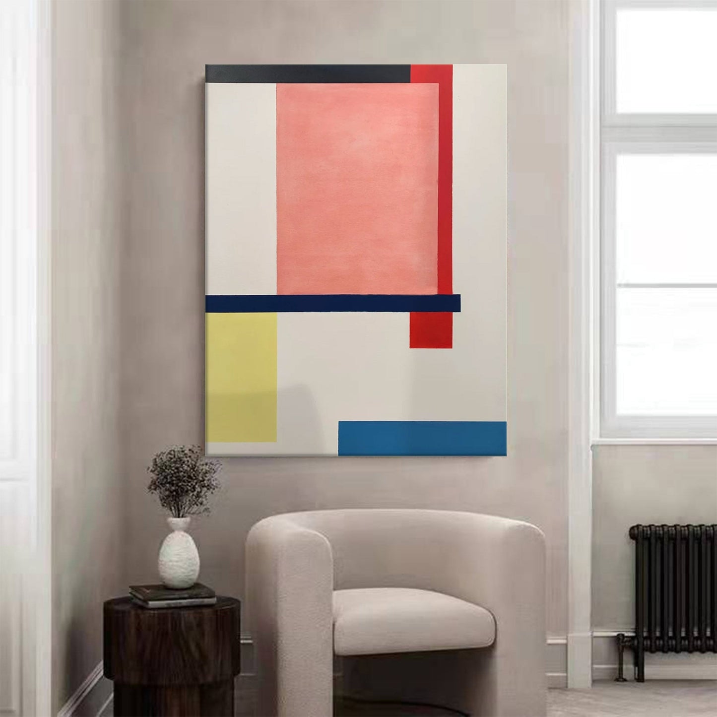 Modern Abstract Geometric Oil Painting for Contemporary Home Decor