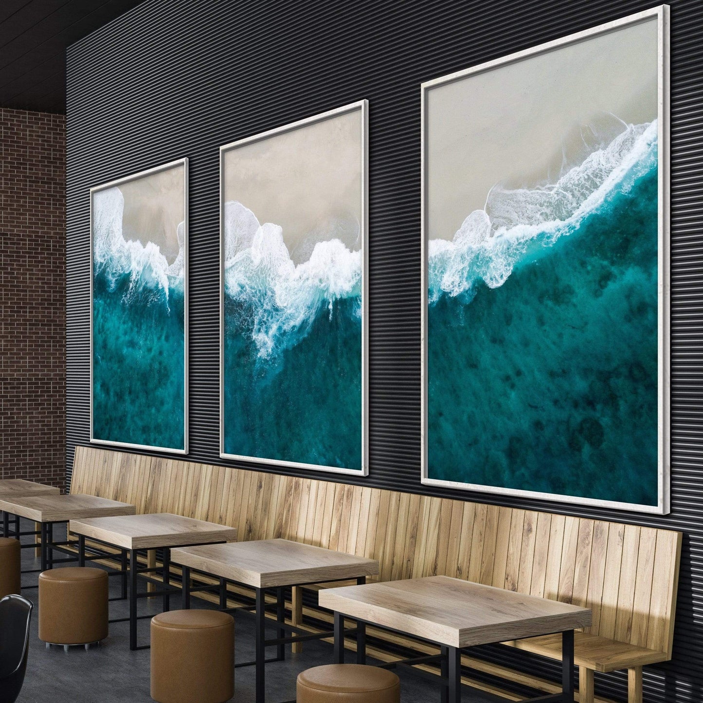 Tranquil Ocean Waves Oil Painting for Serene Beach Home Decor