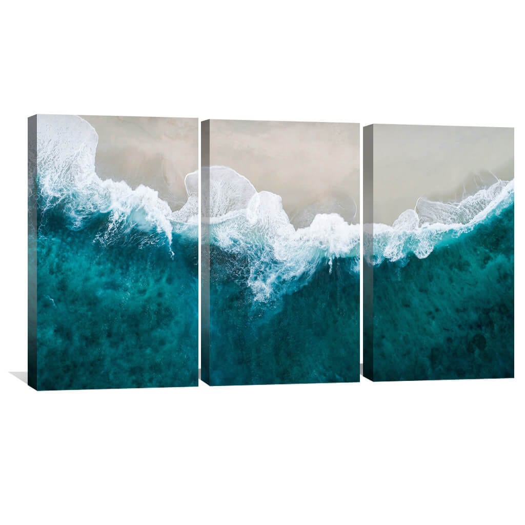 Tranquil Ocean Waves Oil Painting for Serene Beach Home Decor