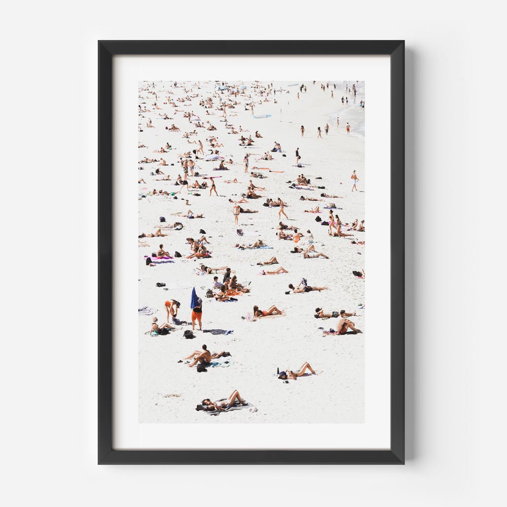 Sunny Beach Day: Vibrant Oil Painting of Relaxed Sunbathers on a Coastal Paradise