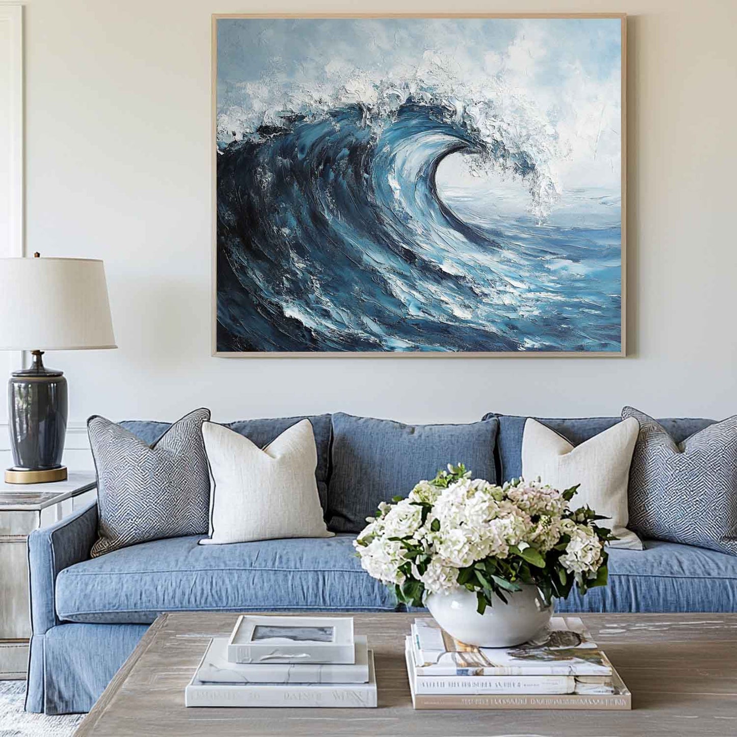 Vibrant Ocean Wave Oil Painting for Coastal Home Decor